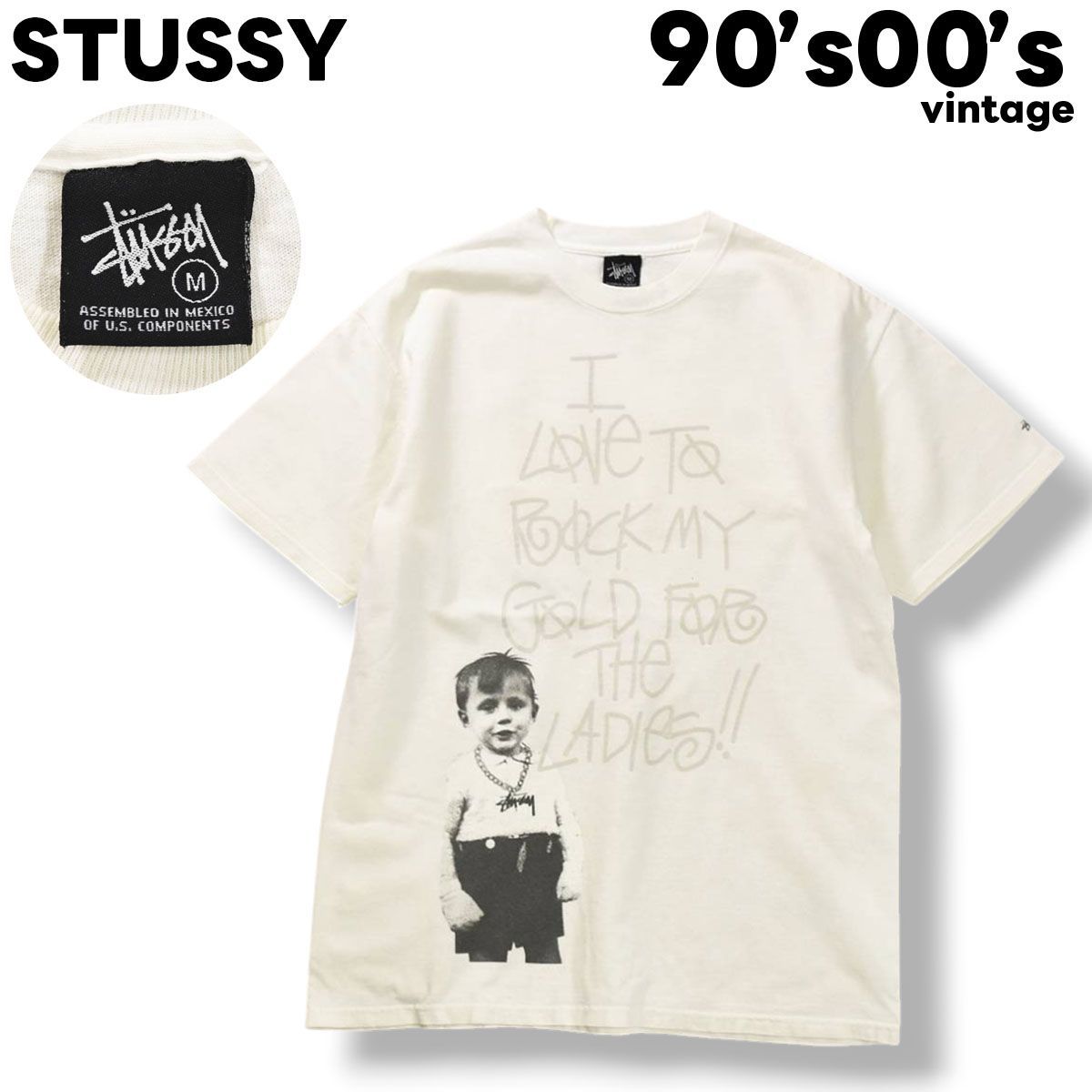 名作】 90s00sヴィンテージ ステューシー STUSSY ROCK MY GOLD キッズ 
