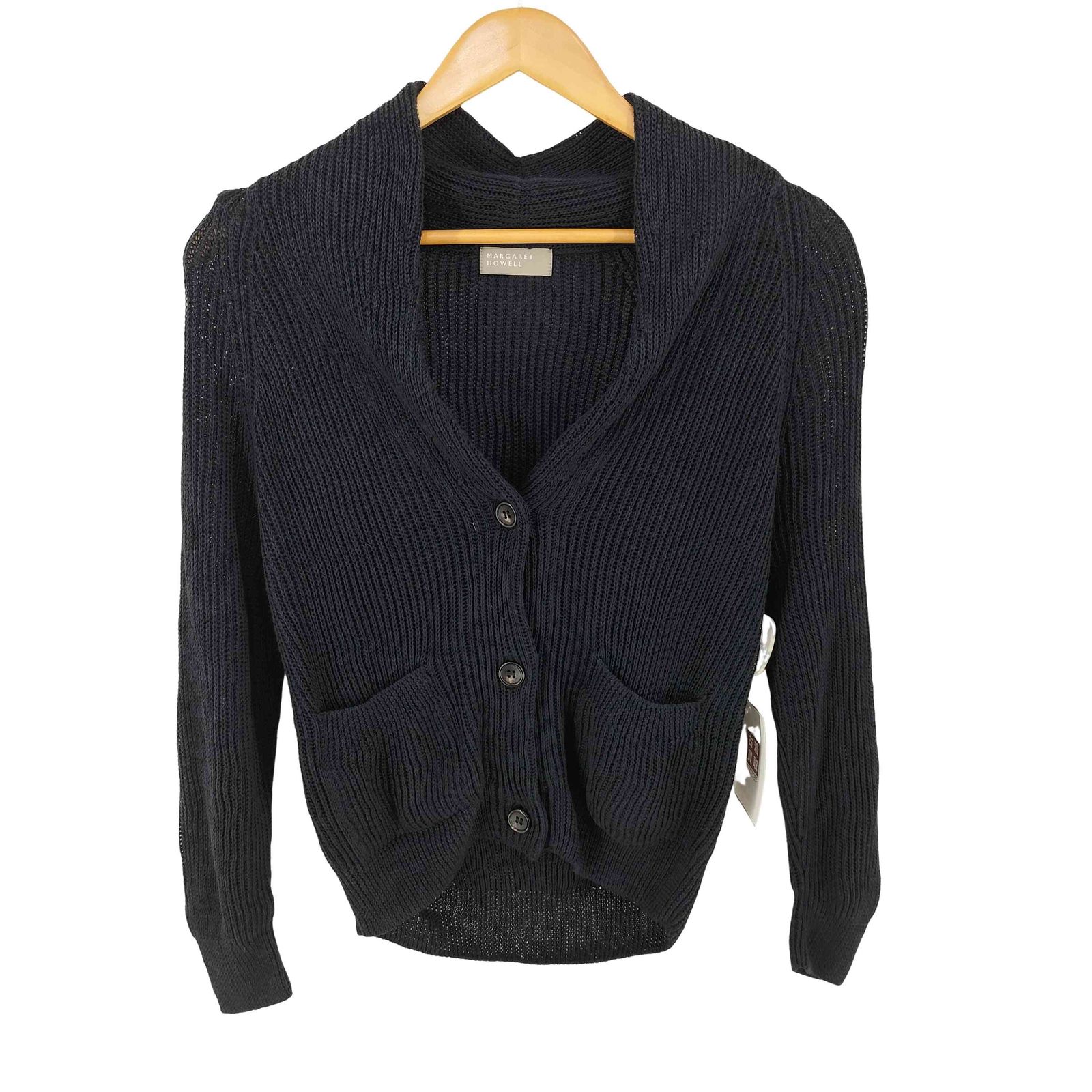 MARGARET HOWELL(マーガレットハウエル) CHUNKY LINEN ショールカラーカーディガン メンズ JPN：2 【中古】【ブランド古着バズストア】 マーガレットハウエル MARGARET HOWELL CHUNKY LINEN ショールカラー