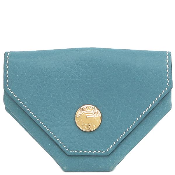 HERMES 水色 レザー ケース　ルヴァンキャトル エルメス HERMES コインケース ルヴァンキャトル レザー ブルージーン