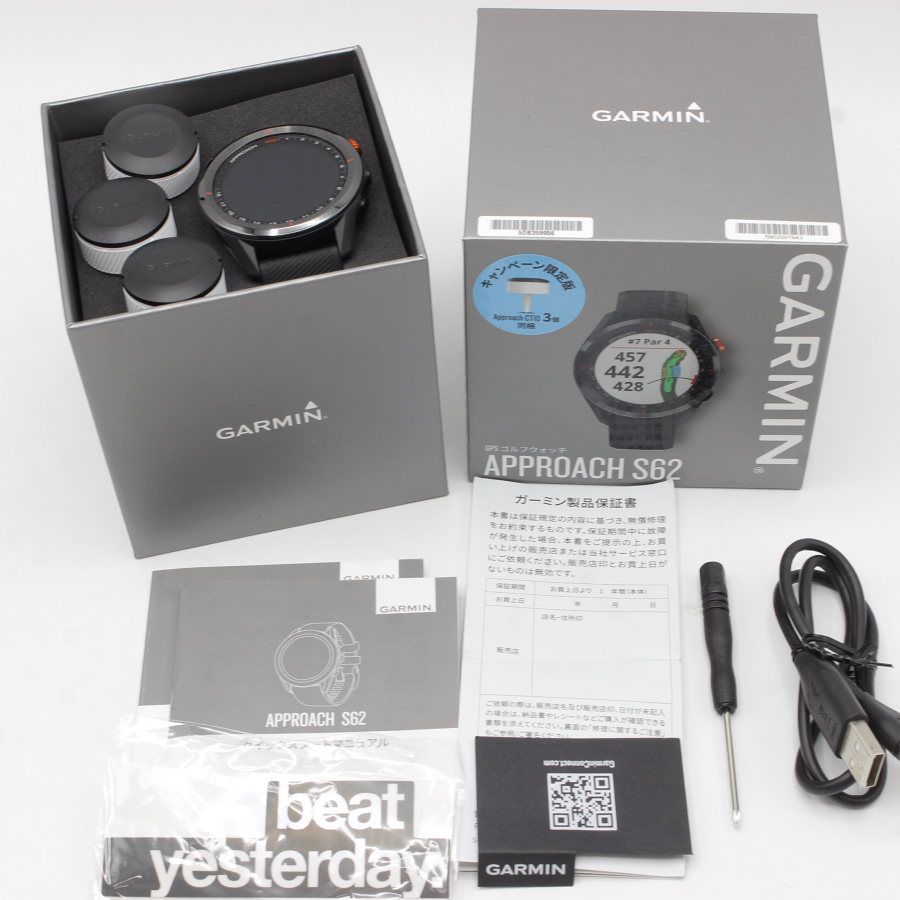 美品】GARMIN Approach S62 Black 010-02200-22 ゴルフナビ スマート