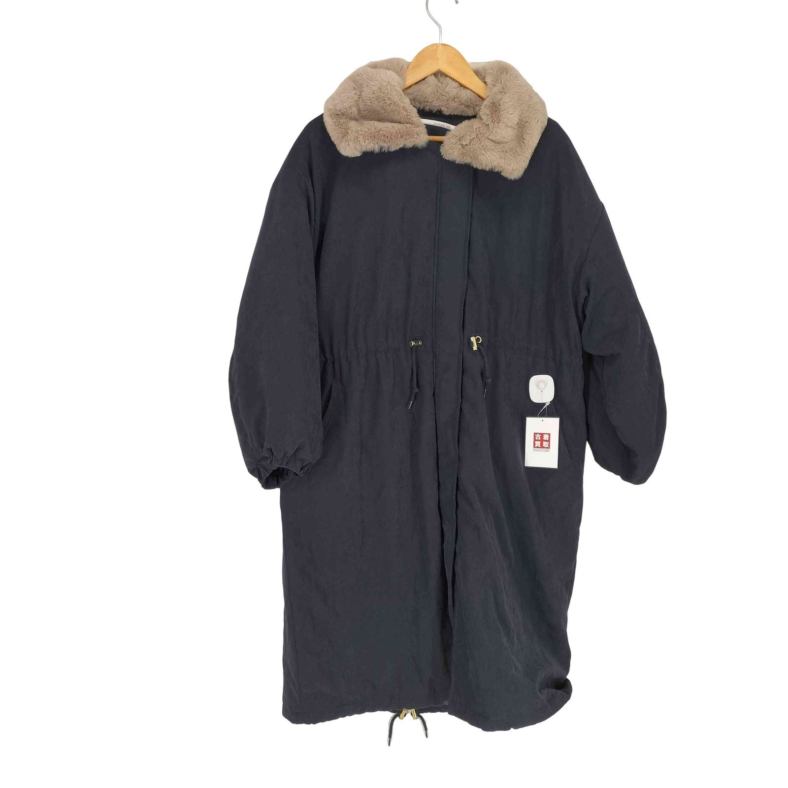 ELENCARE DUE 中綿モッズロングコート　ファー付きベージュ 暖かい グリーン パークス Green Parks ・ELENCARE DUE 中綿モッズ