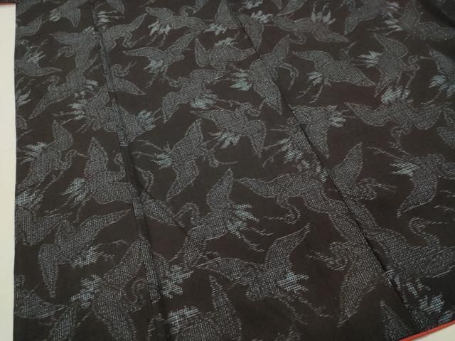 平和屋着物○本場結城紬 重要無形文化財 80亀甲 総詰め 飛鶴文 正絹  