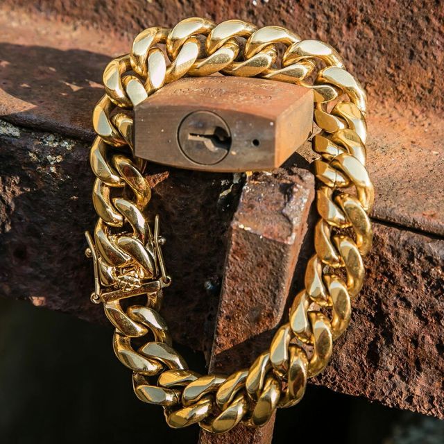 Golden Gilt ブレスレット GoldenGilt ゴールデンギルト 8MM Studded Cuban Bracelet
