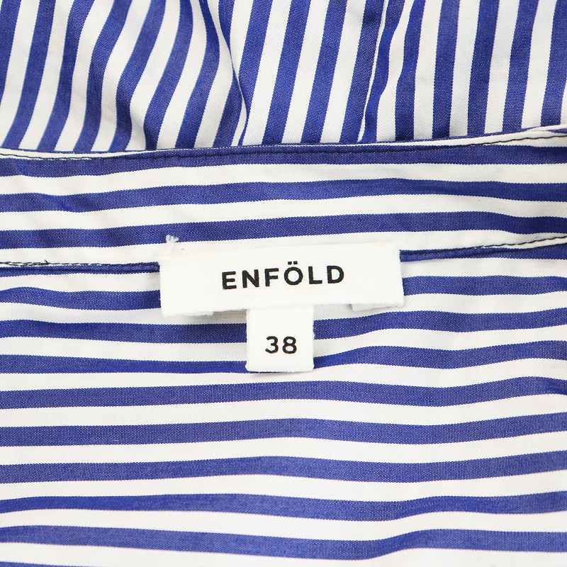 エンフォルド ENFOLD 24AW SHIRT COMBI PULLOVER シャツ ブラウス 5分袖 プルオーバー ストライプ 38 水色 黒 300HA230-0560 エンフォルド ENFOLD 24AW SHIRT COMBI PULLOVER シャツ
