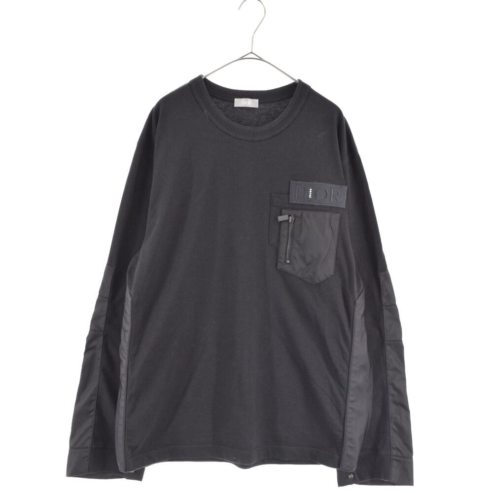 DIOR sacaiブラック クルーネック トレーナー DIOR (ディオール) 21AW×Sacai 切替スウェットシャツ トレーナー