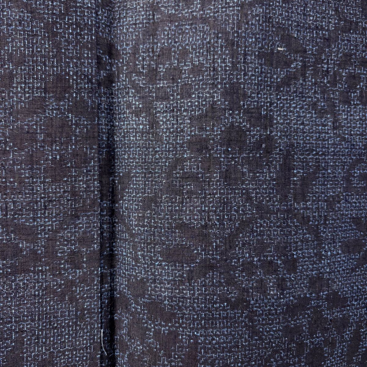 結城紬 身丈165cm 裄丈64cm M 袷 本場結城紬 証紙 花唐草 亀甲絣 紺色  