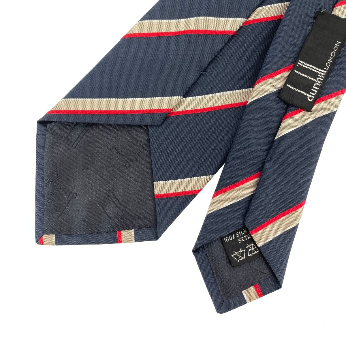 dunhill ダンヒル ネクタイ シルク100％ レジメンタル柄 イタリア製