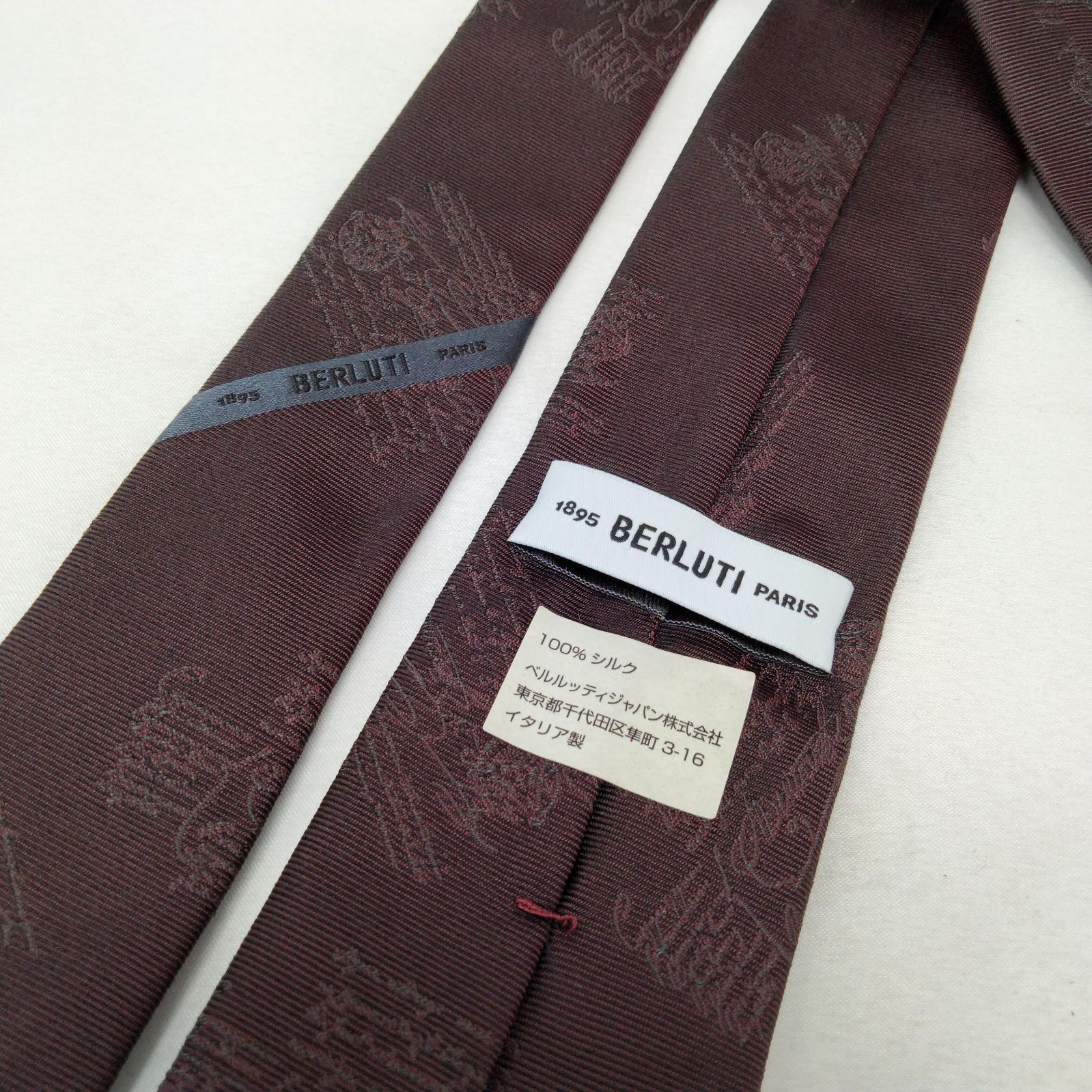 定価3.9万 ベルルッティ カリグラフィー スクリットシルク ネクタイ ボルドー ベルルッティ カリグラフィ ネクタイ シルク ボルドー ワイン