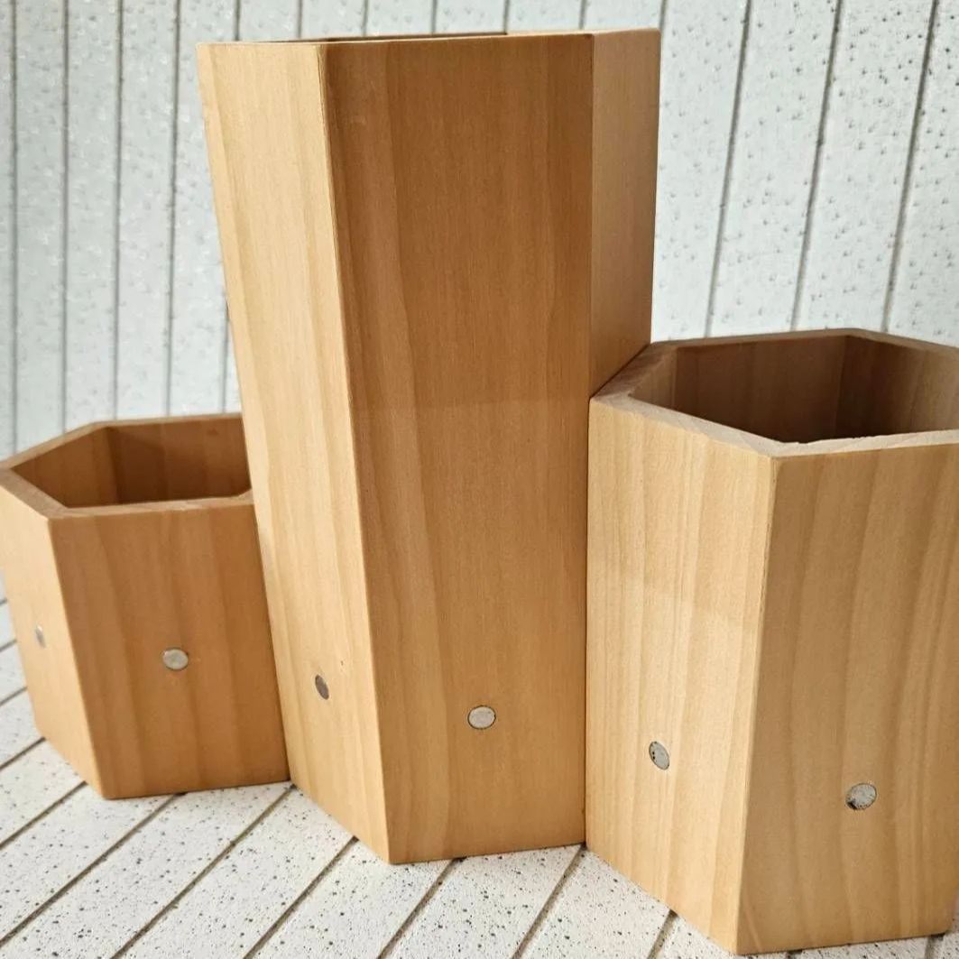 六角 木製ペン立て