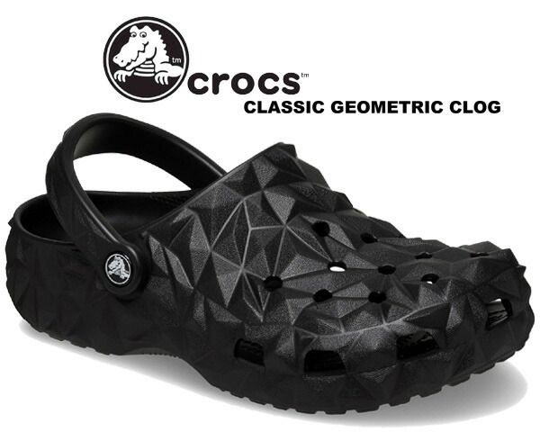 クロックス クラシック ジオメトリック クロッグ crocs CLASSIC GEOMETRIC CLOG BLACK 209563-001 NOIR ブラック サンダル ミュール ノワール