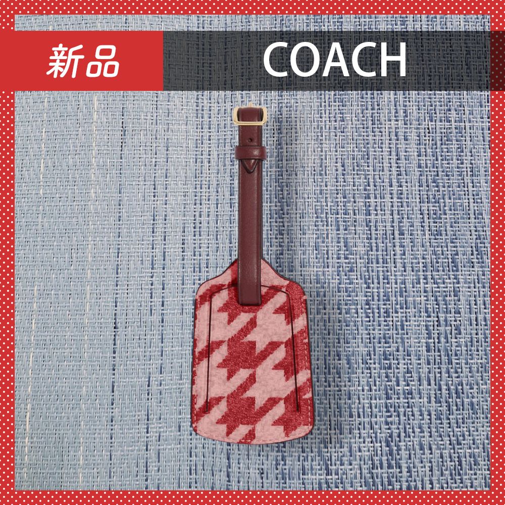 COACH ラゲッジタグ 千鳥格子柄 Luggage Tag ピンク レッド コーチ Coach ラゲッジタグ 千鳥格子 Luggage Tag ピンクレッド