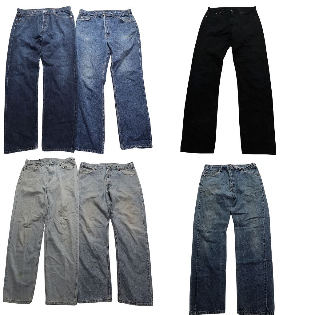 古着卸 リーバイス 紙タグ デニム パンツ 6枚セット メンズ W38 |W36 ブラック 550 501 619 505 古着 NA3108