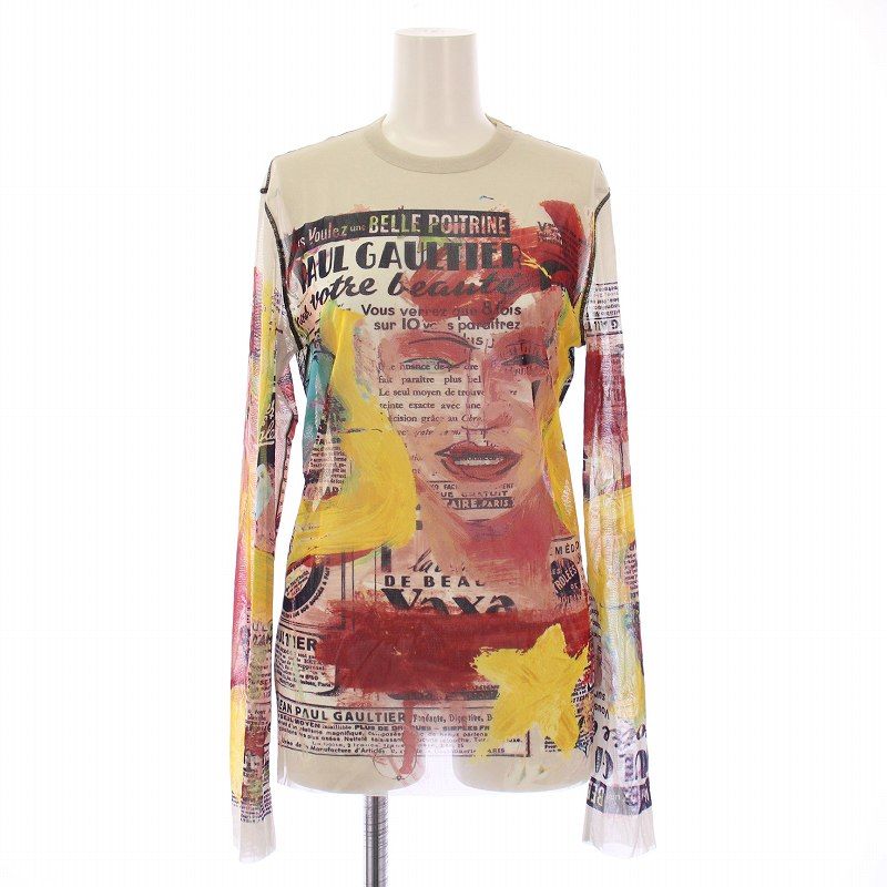 Jean Paul Gaultier パワーネット長袖カットソー JEAN PAUL GAULTIER パワーネット カットソー 40 ベージュ