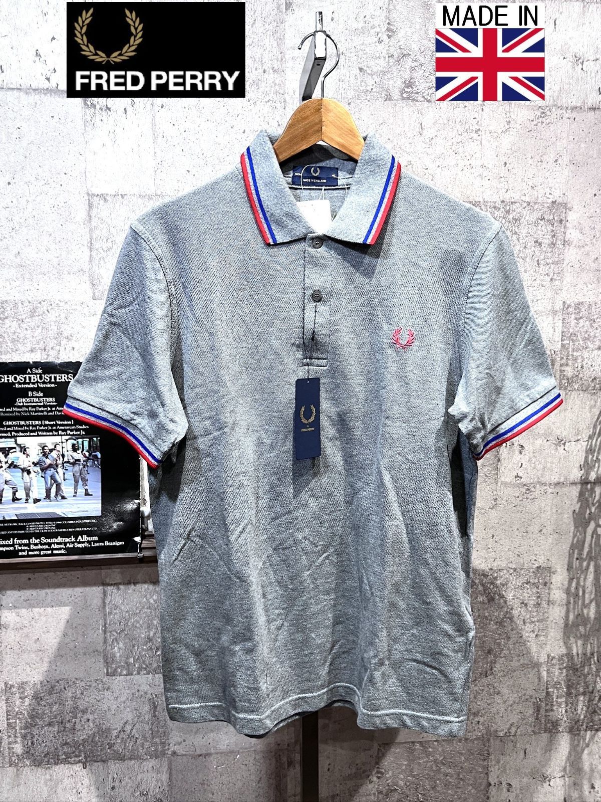 夏におすすめ！！ FREDPERRY ポロシャツ　MADE IN ENGLAND 90s FREDPERRY England UK polo shirts navy white combed cotton