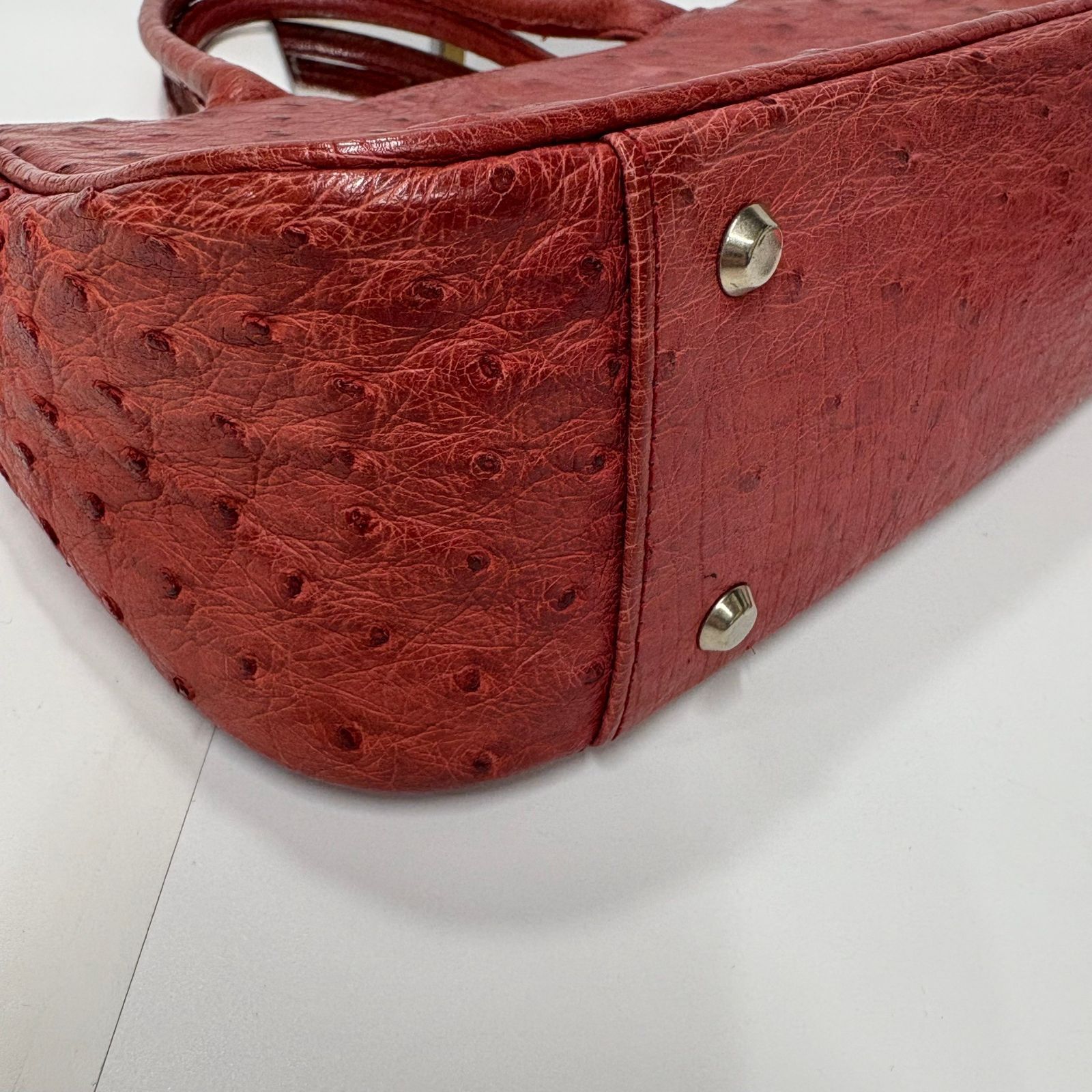 ☆-35 良品 JRA認証マーク オーストリッチ ハンドバッグ ピンク系 JRA 