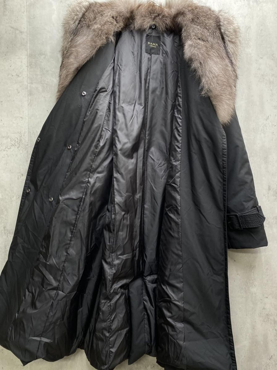 全品全国 送料無料！ DAMA collection ダーマ フォックスファー ダウン コート size9AR 黒 ◆ ◎レディース