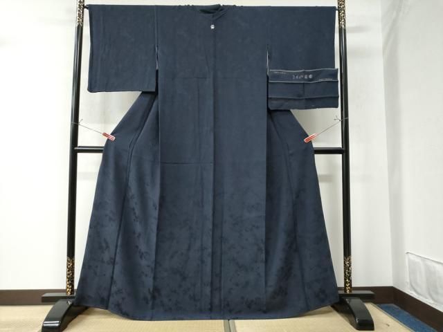 平和屋着物●世界的ファッションデザイナー 山本寛斎 kansaiブランド 色無地 霞地紋 深紫色 正絹 CAAW8538yc