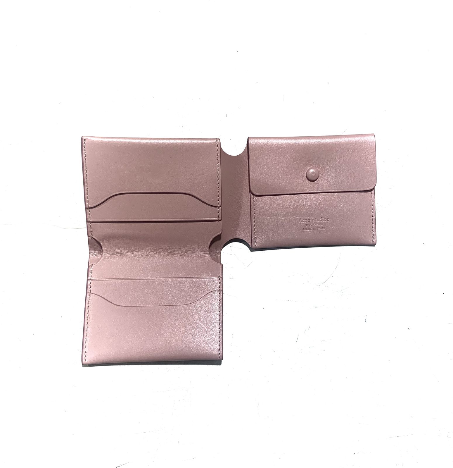 箱付　ACNE　STUDIOS　アクネストゥディオズ　三つ折り　ミニ財布　コンパクト財布　ショートウォレット　イタリア製　ピンク