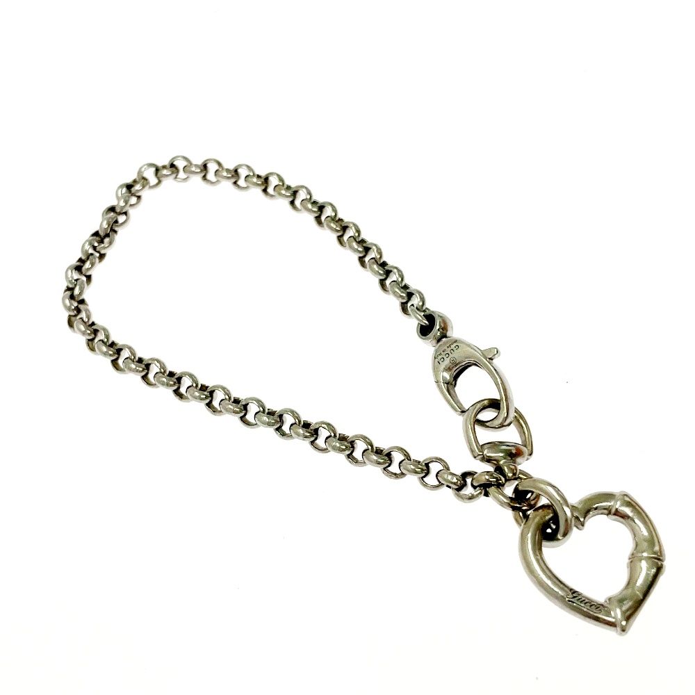 【希少】GUCCI グッチ　バンブーハート　ブレスレット 中古】GUCCI グッチ シルバー バンブーハート ブレスレット 11.4