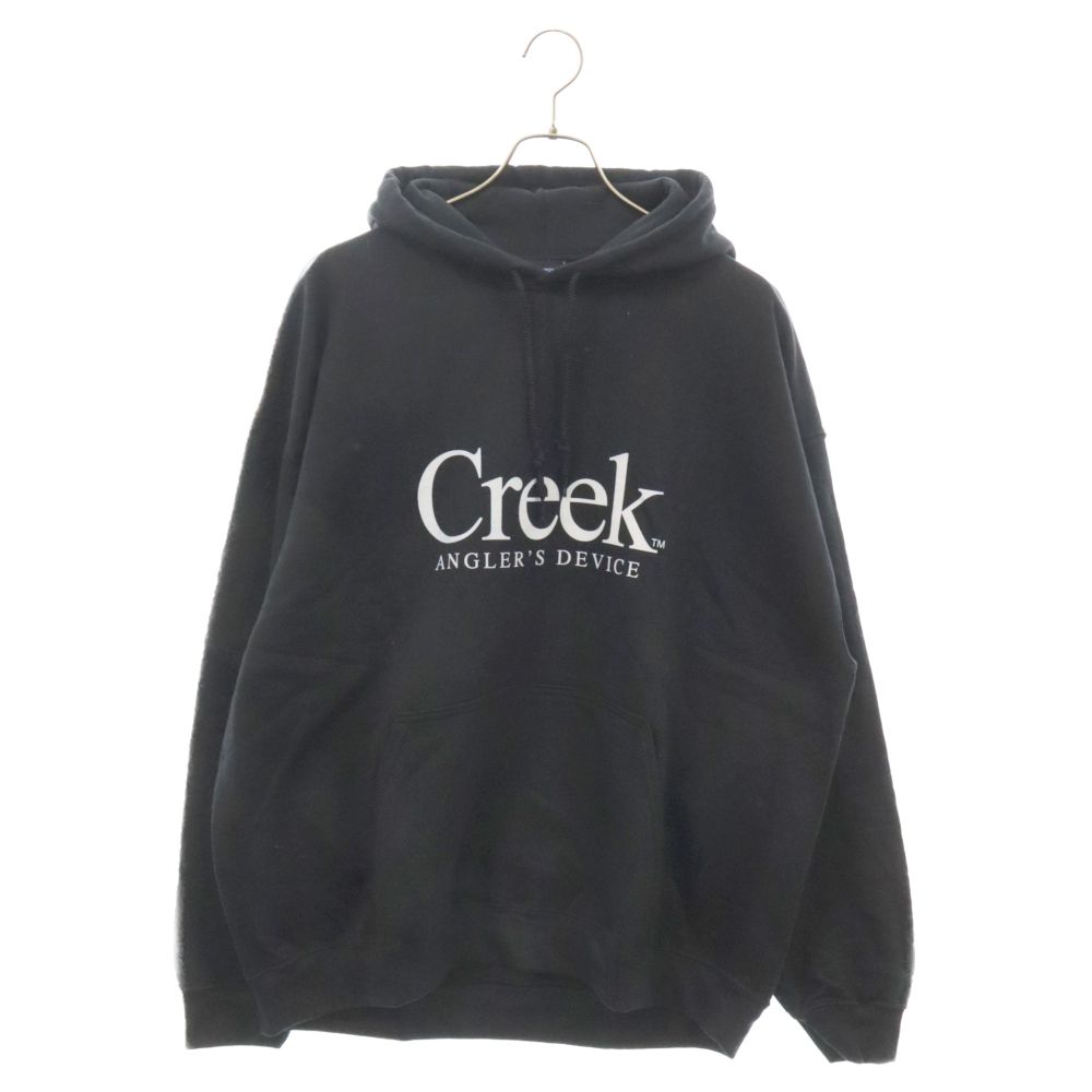 Creek Angler's Device (クリーク アングラーズ デバイス) ×quiet mountain Logo Hoodie フロントロゴプリント プルオーバー スウェットパーカー ブラック