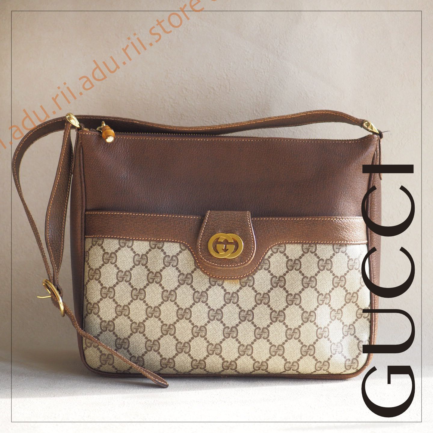 オールドグッチ GUCCI ショルダーバッグ GGスプリーム レザー クレスト 