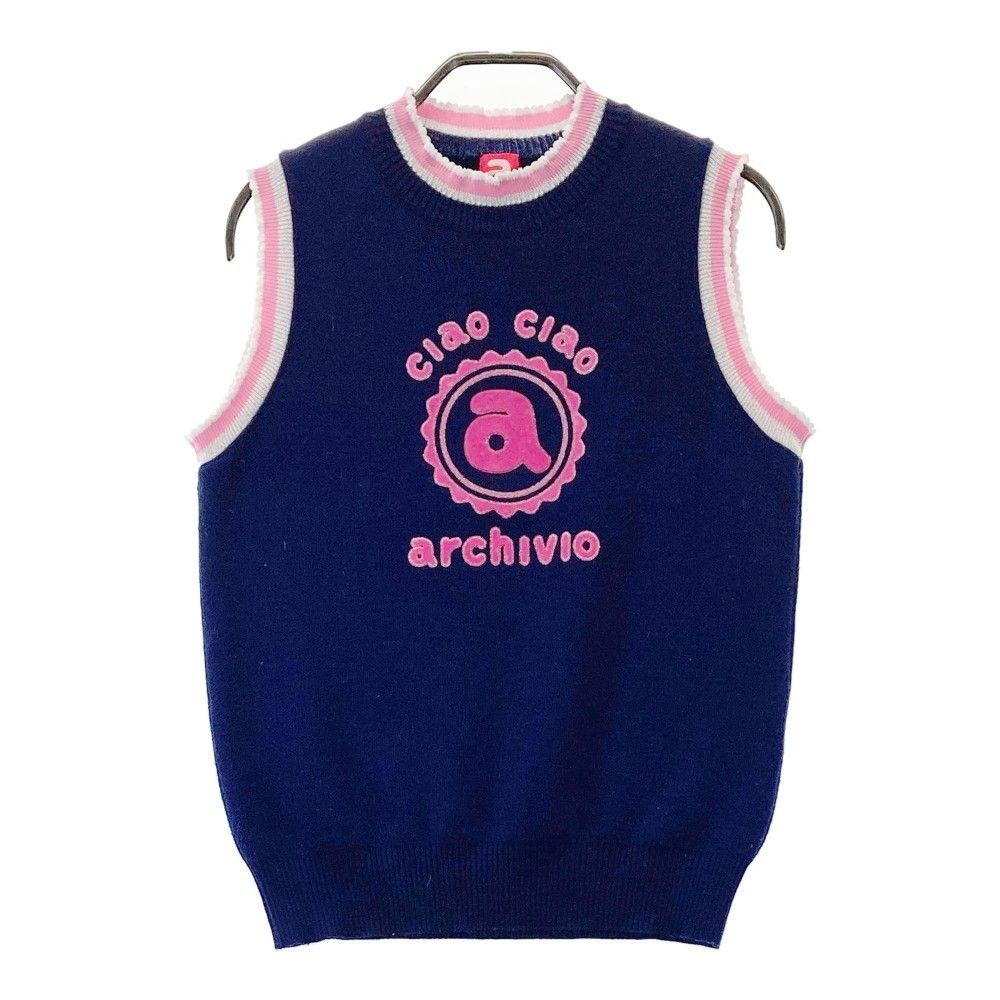 サイズ：38 ARCHIVIO アルチビオ ウール混 ニットベスト ネイビー系