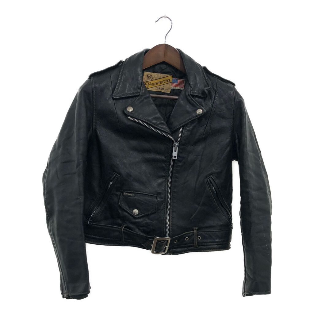 Perfecto by Schott ブラックダブルライダースジャケット 80年代 USA製 Schott ショット PERFECTO レザー ダブルライダース