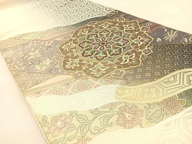 平和屋着物▽英王室献上友禅作家 木下勝功 六通柄袋帯 紫泉唐織