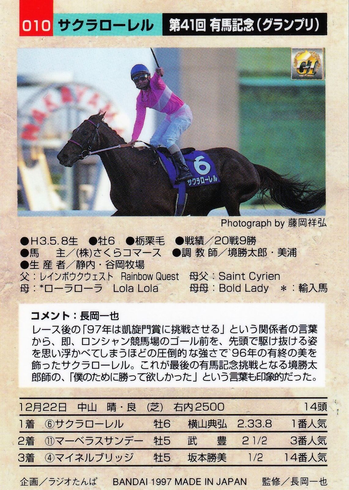 サクラローレル：第41回 有馬記念「サラブレッドカード 96年