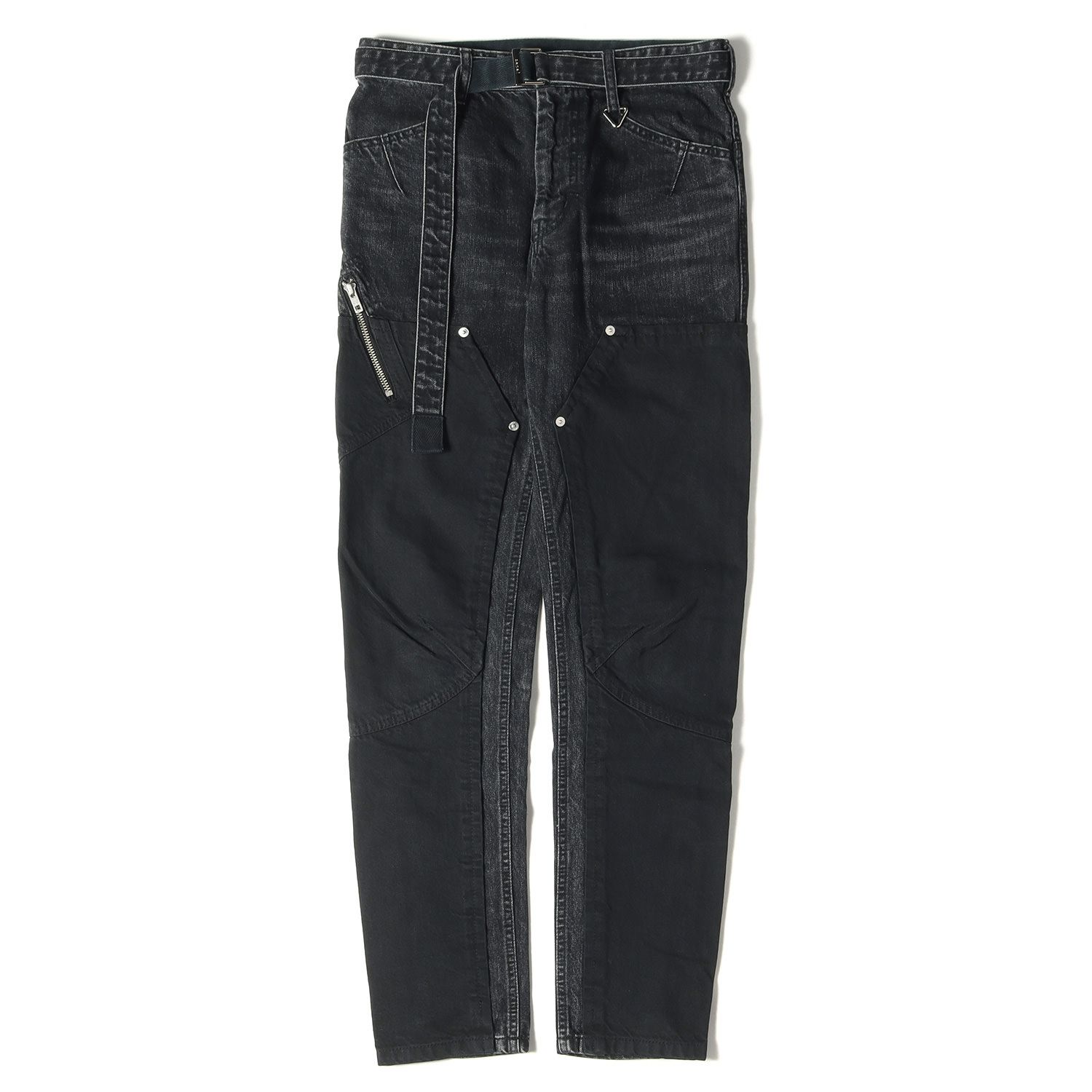 サカイ sacai バイカー デニムパンツ ベルテッド デニムパンツ 2