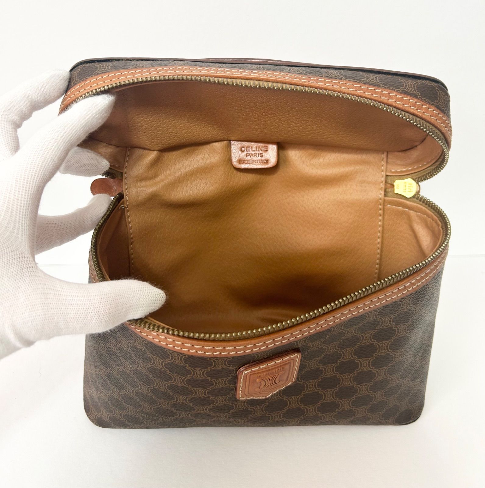 希少　CELINE セリーヌ　マカダム　バニティバック　ハンドバッグ　送料無料 VINTAGE CELINE/セリーヌ】macadam バニティバッグ