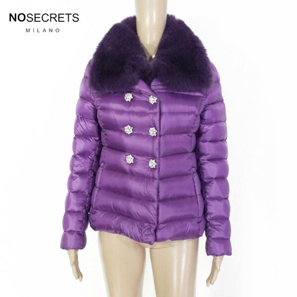 75%OFF ノーシークレッツ SNOW SECRET コート 42 ECO157 S Mサイズ パープル レディース ダウンコート アウター ファー付き