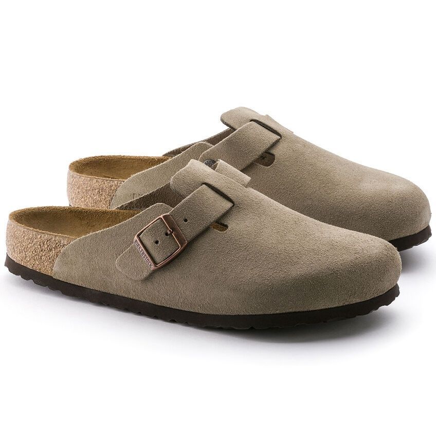 ビルケンシュトック BIRKENSTOCK  レギュラー幅   Boston/ボストン  スエードレザー クロッグ ソフトベッド コルクソールサンダル  メンズ·レディース ソフトフットベット ベロア   トープ