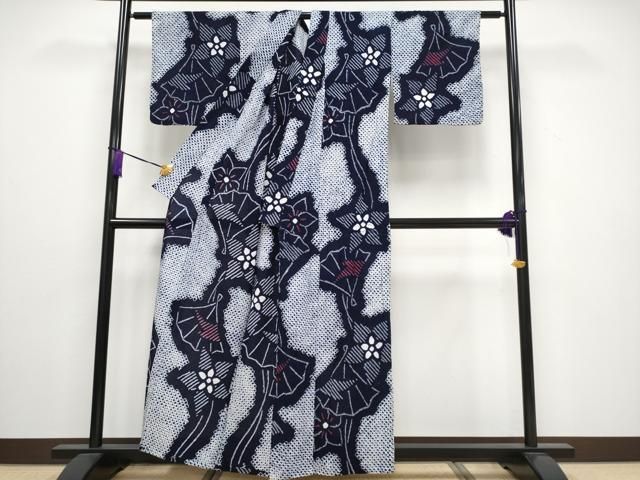 平和屋着物 上 夏物 浴衣 有松鳴海絞り 桧扇花文 綿 CYAA3250s5