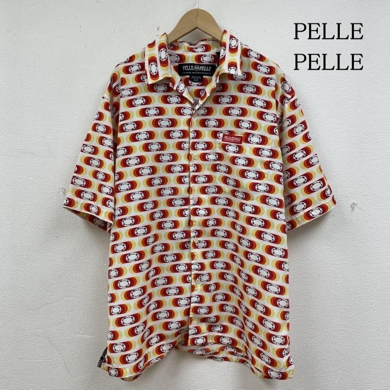 PELLEPELLE ペレペレ シャツ ブラウス 半袖 半袖 オープンカラー グラフィック シャツ ブラウス ロゴ プリント 総柄