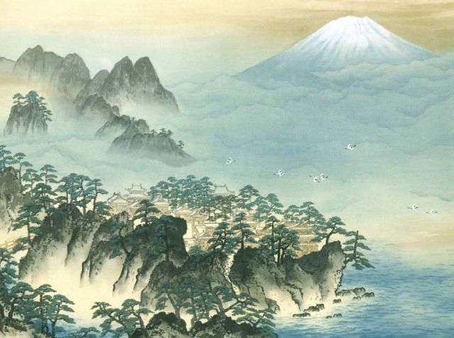 横山大観、蓬莱山、希少画集画、新品高級額・額装付、状態良好 横山大観 蓬莱山 高級額装 : ホーリ通信 (熟年時代 アートの友