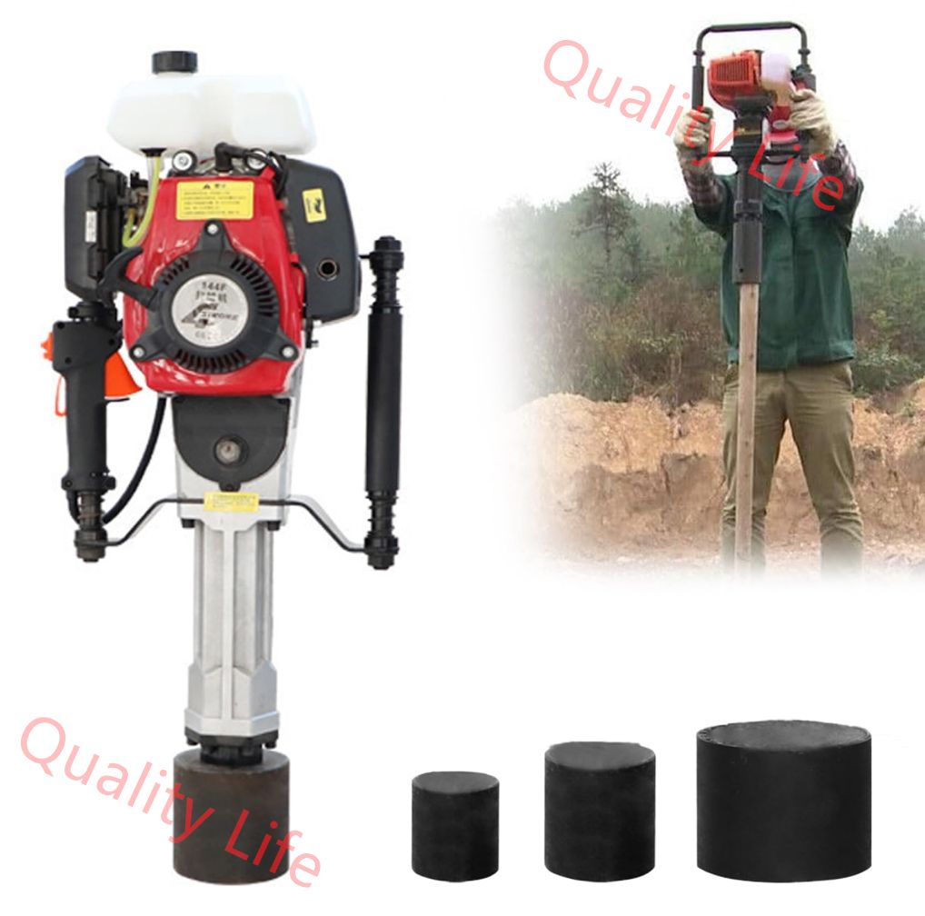 杭打ち機 エンジン式 手持ち式杭打機 燃料タンク容量1.2L ハイパワー1.9KW-2.4KW 鋼管杭 木杭に適合します フェンス工事や農機具などに応用できます 3種類スリーブ 55|70|100mm