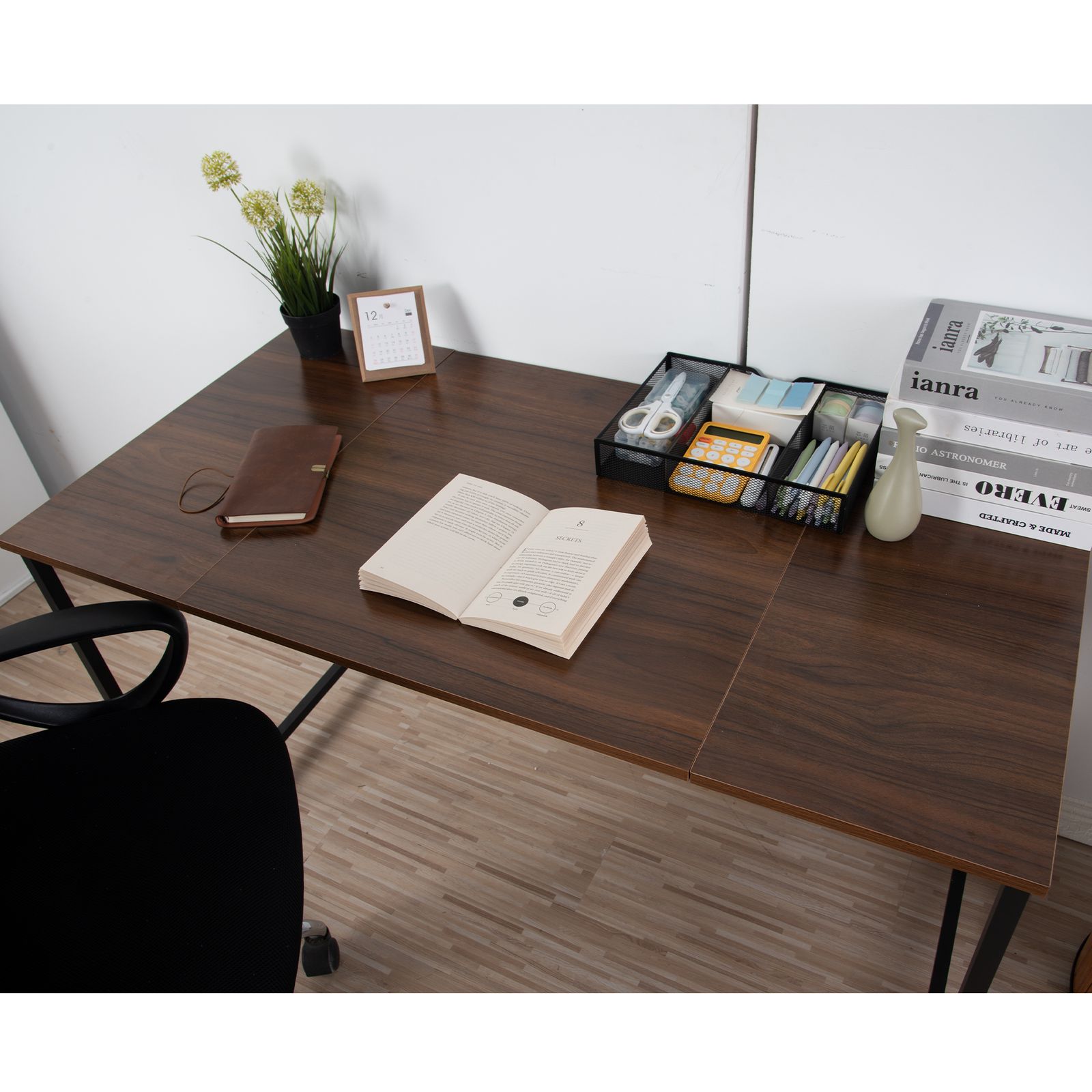 2個セット ダークブラウン パソコンデスク シンプル 簡易デスク ワークデスク 木製 机