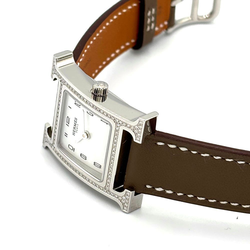 中古 エルメス HERMES Hウォッチ SM HH4.230 アベンチュリン/ダイヤモンド レディース 腕時計 エルメス Hウォッチ SM HH4.230 アベンチュリン&frasl;ダイヤモンド