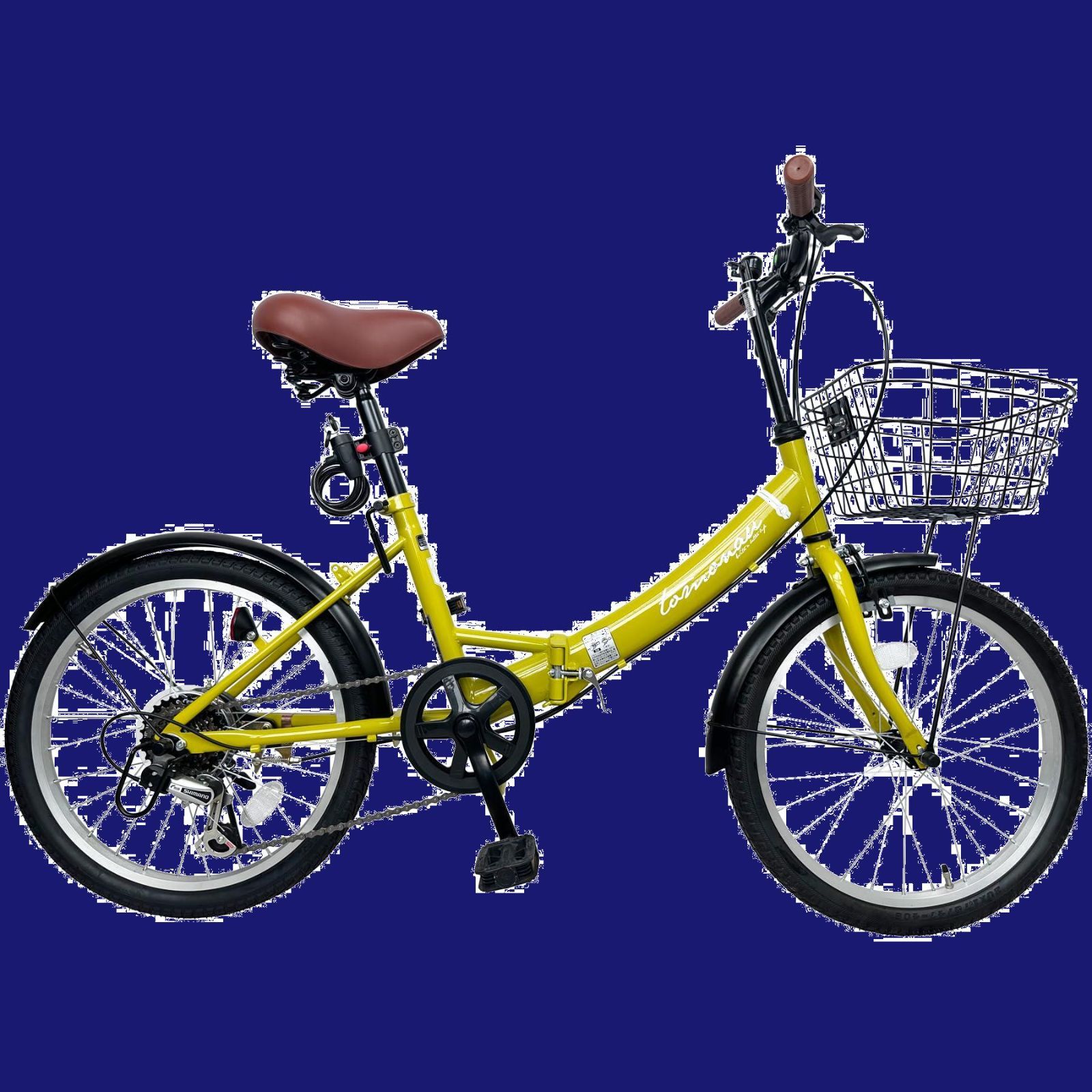 街乗 通学 前後泥除け装備 通勤 ライト付き ハンドルの高さ調節できる ワイヤー錠 カゴ 6段変速 小径車 折りたたみ自転車 20インチ ミニベロ-T-FDB206L 折り畳み自転車 TOMONAU