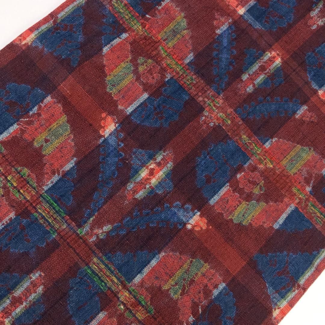 名古屋帯 紬 抽象織模様 青黛色 O-5489