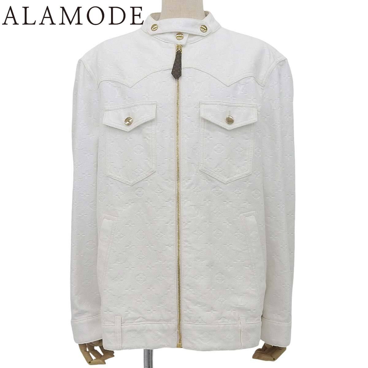 LOUIS VUITTON ルイ ヴィトン モノグラム ジャガード デニムジャケット ジャケット 2025年 RW232W Gジャン アウター アパレル ジップアップ 38 コットン ホワイト白 レディース 40802155511 アラモード