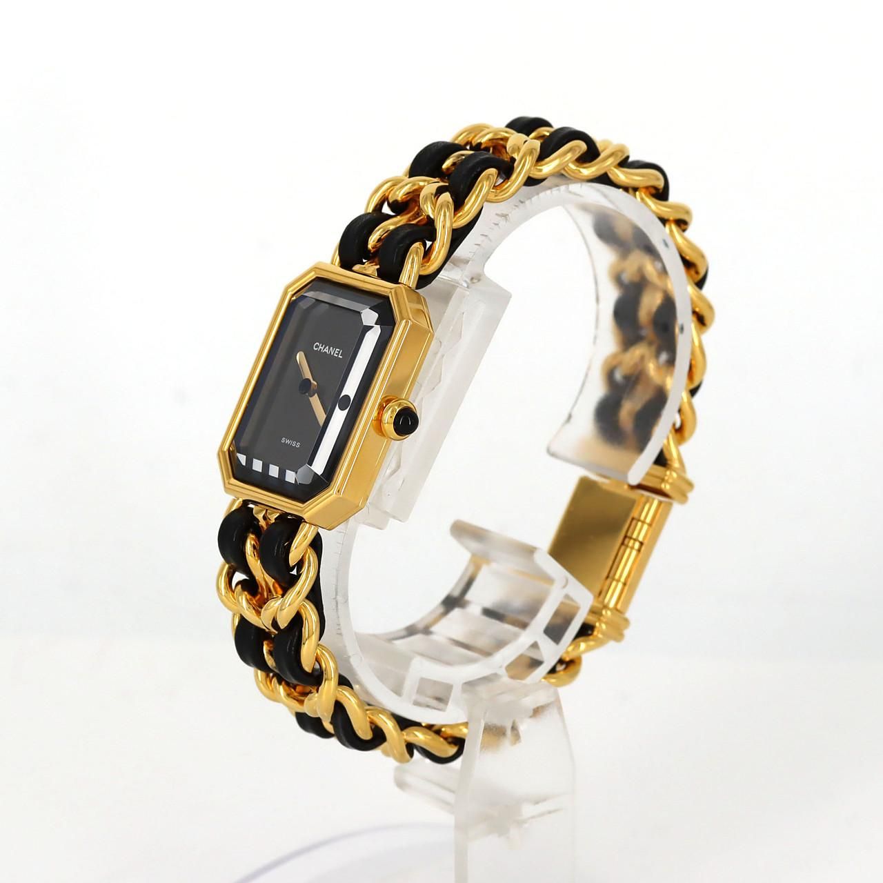 T045 シャネル プルミエールL H0001 GP×レザー クォーツ シャネル CHANEL プルミエール Lサイズ H0001 腕時計 GP レザー