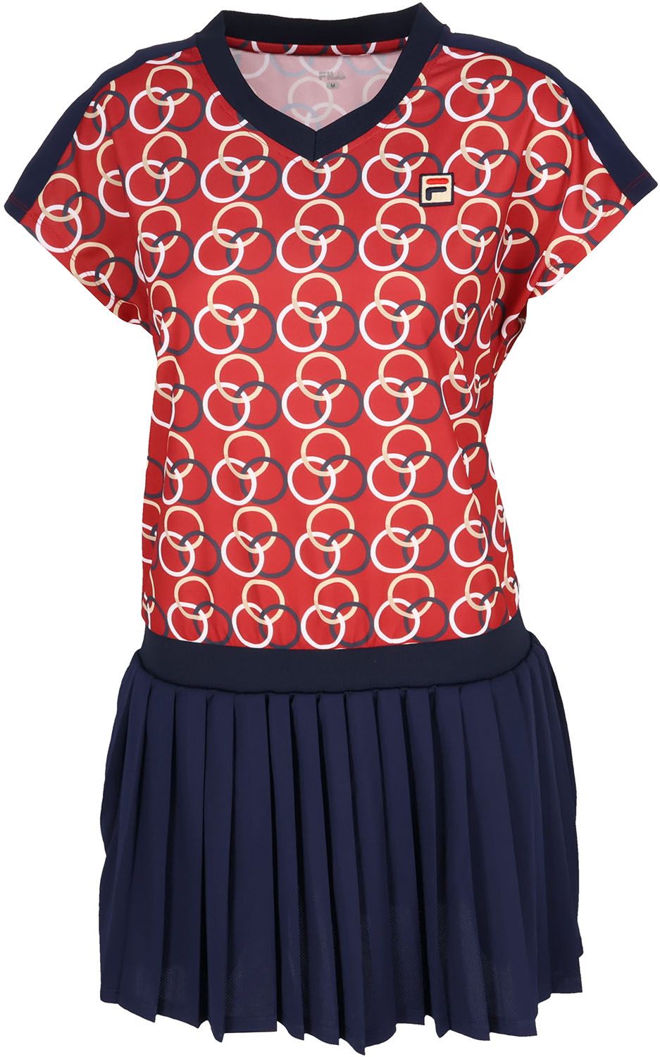 フィラ FILA テニス ワンピース レディース ウィメンズ 女性 大人 半袖 スカート スコート ウェア ロゴ リズミカル プリーツ 部活動 クラブ サークル スクール チーム 練習 EL0203 28A ボルドー
