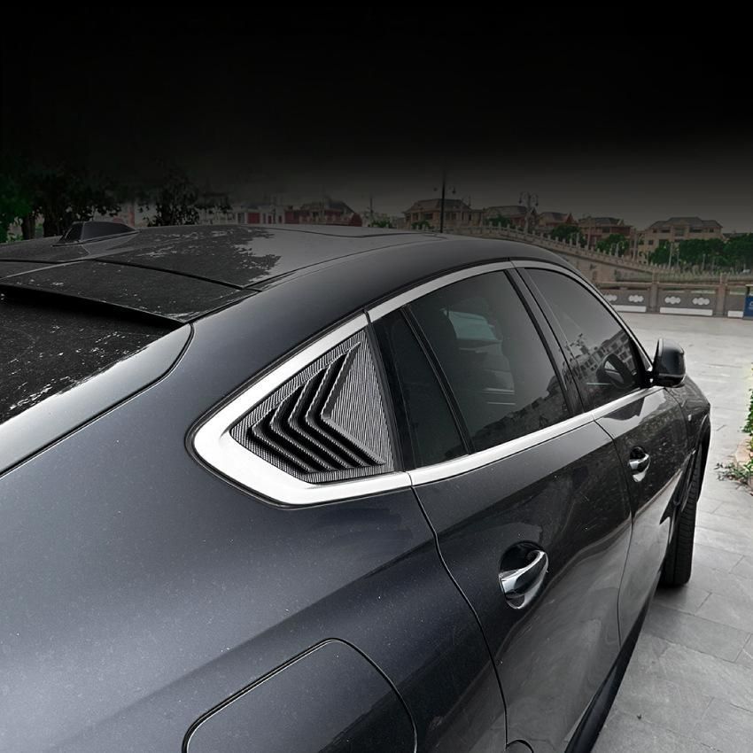 適用BMW X6 G06 2019 カーボン調 リアサイド ウィンドウ ルーバー トリム 外装 ドレスアップ パーツ