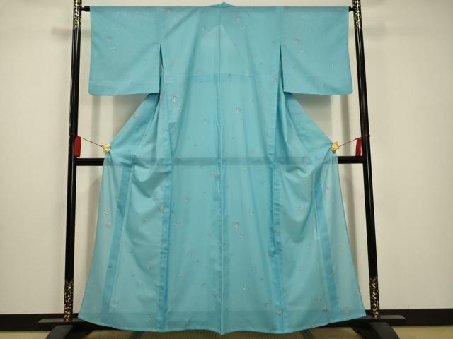 平和屋着物＊夏物 小紋 絽 草花文 洗える着物 AABA5619sx