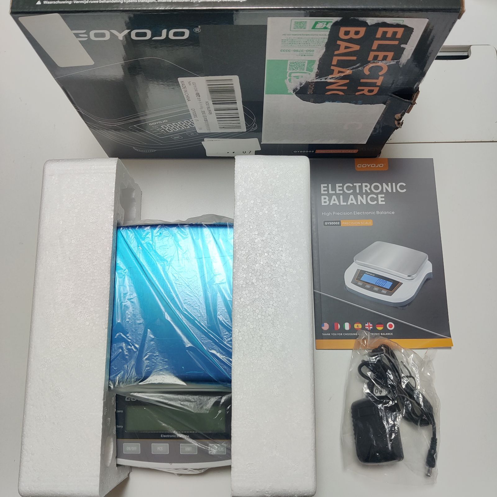 GOYOJO 精密はかり 0.01g×5000g デジタルはかり 0.01g 電子天秤 業務用 実験室天びん 宝石店 学校 校正分銅なし コンセント式-バッテリー対応