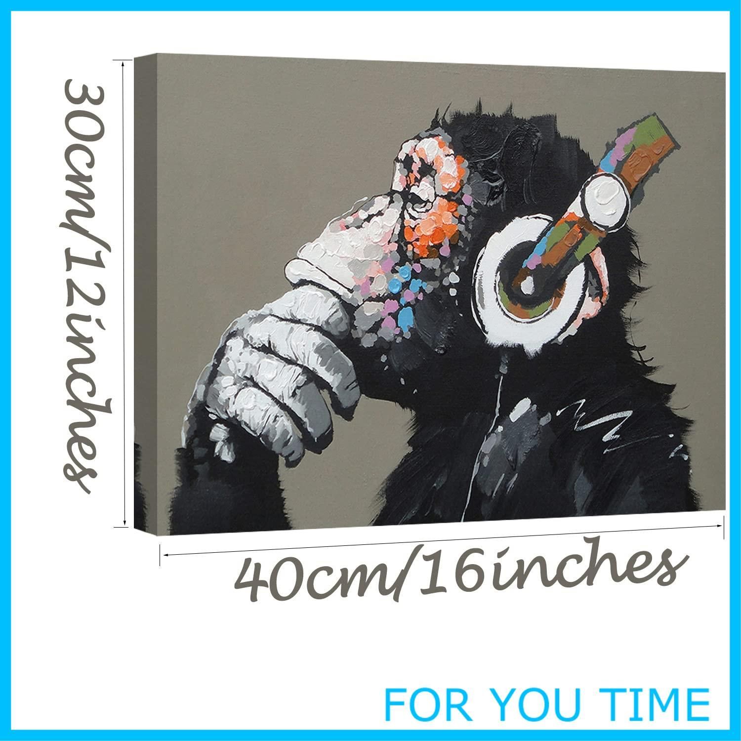 banksy 音楽を聴く猿 バンクシー 804×607×35 大きめ 樹脂 美術品