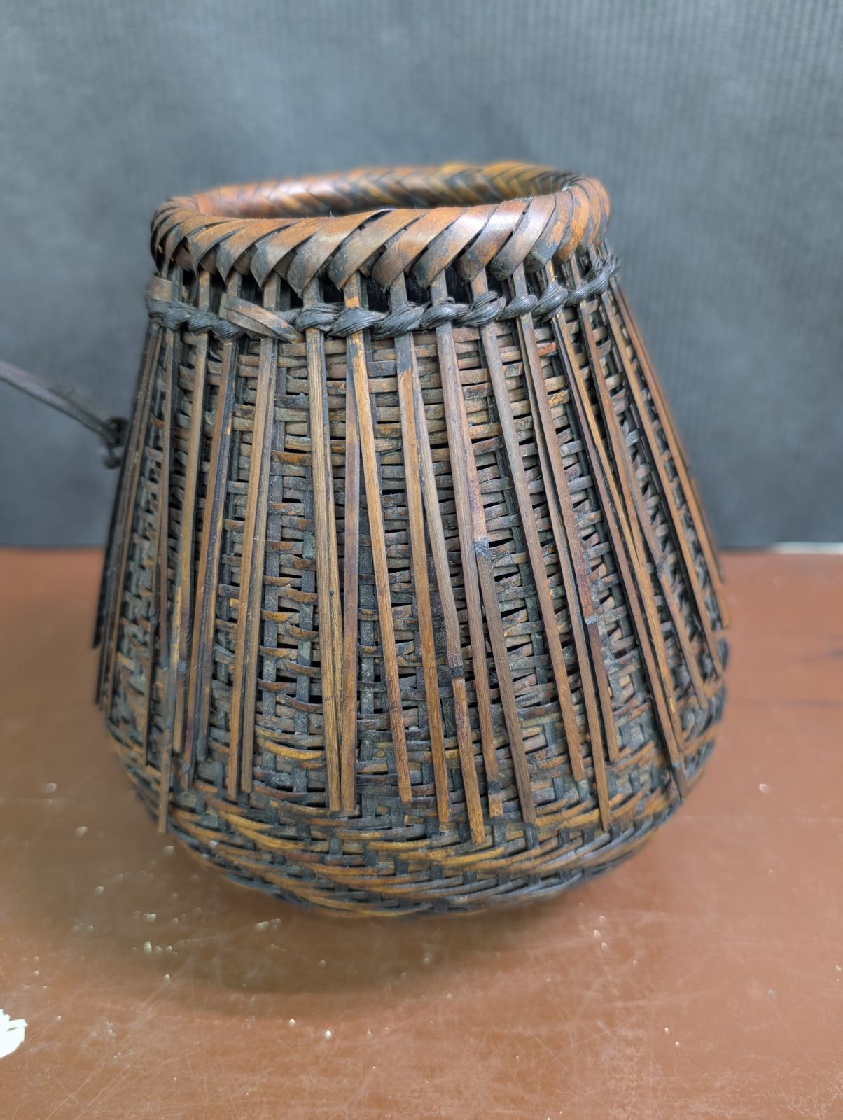 竹編 花入 一輪挿し 茶道具 茶道具竹 花籠 網代細工 竹細工 籠花入 時代