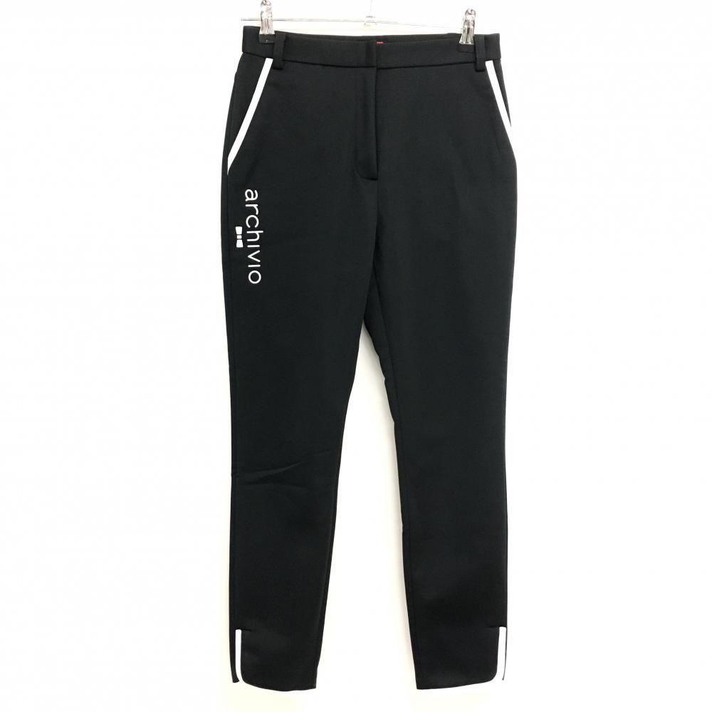 超美品】アルチビオ パンツ 黒×白 裏起毛 パイピンクテープ レディース 